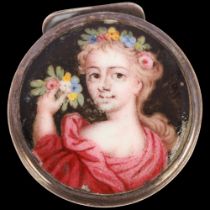 An 18th century Dutch silver and enamel maiden pillbox, Bartholomeus Klein, Rotterdam 1789, plain