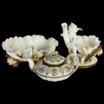 A Victorian Moore's porcelain table bowl, on gilded branch legs, H9cm, a Victorian Moore's table