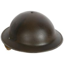 A British Army Mk II Brodie helmet, with leather inset