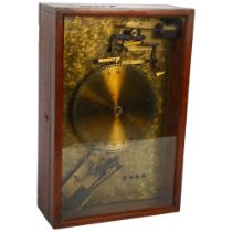 A brass clock by Venner Time Switches Ltd, in glazed mahogany case, H37cm