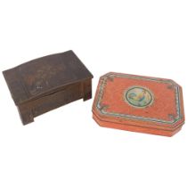 An early 20th century Huntley & Palmers biscuit tin, W24cm, and another also by Huntley & Palmers (