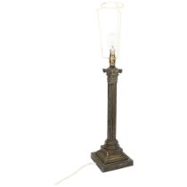 Vintage brass Corinthian column design table lamp, height to fitting 47cm