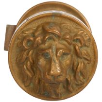 Antique heavy brass lion's head door knob, 10cm