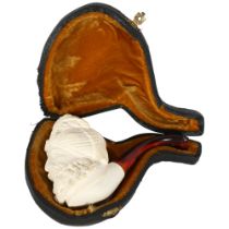 A large Meerschaum type with Sultan design bowl, and fitted case