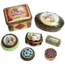 A collection of porcelain enamelled and gilt-metal trinket boxes (7)