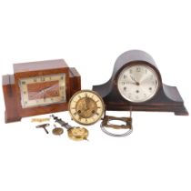 An early 20th century oak-cased Napoleon mantel clock, an Art Deco oak-cased mantel clock, a