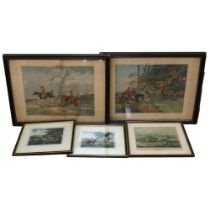 A group of Vintage framed prints, all associated with various hunting scenes, many hare hunting, fox