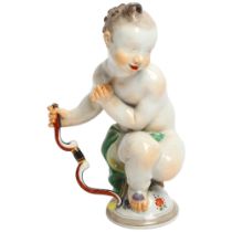 A Meissen porcelain figurine, male form holding an archer's bow, stamped to the underside with