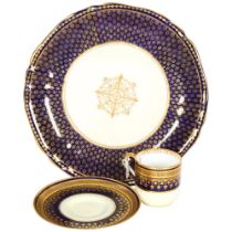 A Copeland Spode cobalt blue and gold gilt cabinet cup and saucer, and a Wedgwood cobalt blue and