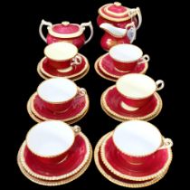 1950s Spode Clothworker's Guild tea service including teapot (1 saucer commemorating the 1953