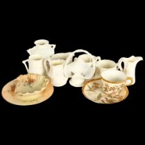 A group of Royal Worcester cream jugs, pots and basket, etc