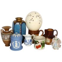 A groupf of various ceramics including Doulton harvest jug, Wedgwood pot and cover, ceramic