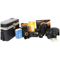 A quantity of Vintage cameras and associated equipment, including a Kodak folding Brownie Six-20