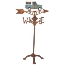 A Vintage cast-iron weather vane, surmounted by a Land Rover, H85cm