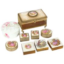 A group of Limoges ceramic and gilt-metal boxes and casket (9)
