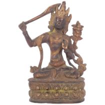 A Tibetan cast-bronze figure of Manjushri, H23cm