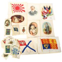 A large quantity of silks, including military, the Black Watch, the Connaught Rangers, Kensitas