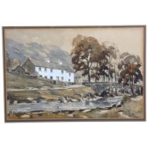 R Martin Tomlimson, watercolour, bridge at Cockley Beck in the Duddon Valley, 36cm x 45cm overall,