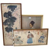 A group of various Oriental prints, including a framed print of a seated lady, 67cm x 55cm (3)