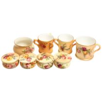 A group of miniature Royal Worcester Blush items, including 4 small pill pots and covers, a loving