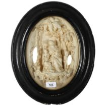 A Victorian 3-dimensional plaster relief, in oval convex frame, scene depicting a female figure with