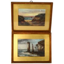 2 Antique watercolours, depicting scenes of natural beauty in the Bournemouth and Dorset areas,