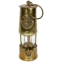 Vintage brass protector miner's lamp, by Eccles, Manchester, H24cm