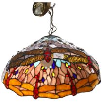A Tiffany style lead and glass light fitting, with dragonfly design, diameter 40cm