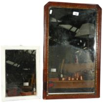 A 19th century walnut-framed wall hanging mirror, 66cm x 41cm, and a smaller wooden painted table-