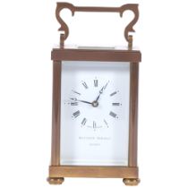 Matthew Norman, London, a brass-cased carriage clock, case height not including handle 11cm,