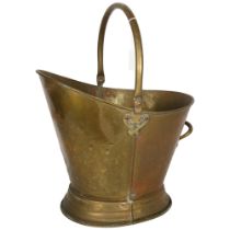 A Vintage brass coal bucket, with swing handle, H36cm