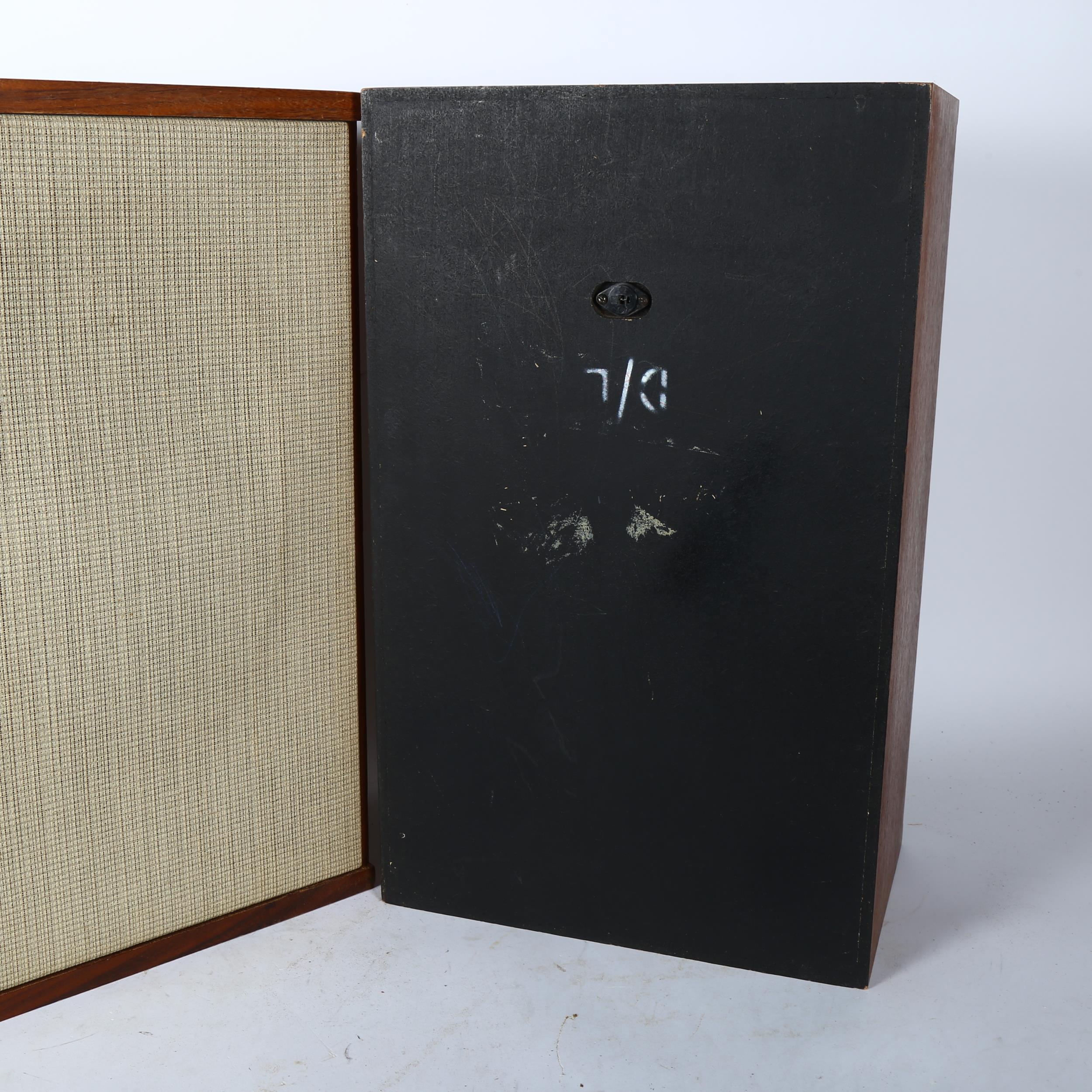 A pair of Vintage 1970s wooden floor standing speakers, unmarked in terms of maker's label, no - Image 2 of 2