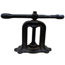 A Victorian cast-iron press, closed height 39cm, overall width 56cm