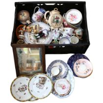 A large quantity of various plates, cups, saucers, etc (boxful)