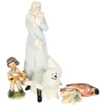 Royal Doulton "a winter's walk", a bird figure, and a Hummel boy