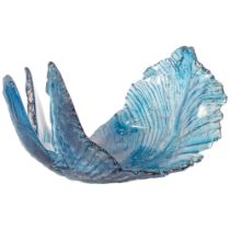 Amanda Brisbane (1964 - 2016), a frozen water/fish-blue , sand cast Art glass centre piece, L41cm,