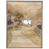 R Martin Tomlimson, watercolour, study of Millbeck Farm Longdale, 44cm x 38cm overall, framed