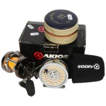 A Hardy Brothers Ltd, Marquis no. 5 fly reel, with zipped case, and an Akios S-line 651 CTM chrome