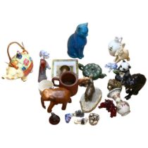 Japanese elephant teapot, animal ornaments, Chinese vase, etc