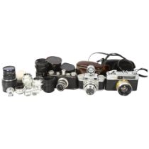A quantity of Vintage cameras and associated equipment, including a Corfield Periflex 1, ref.