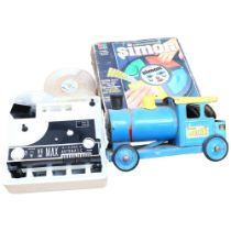 A projector, a computer game - Simon, and a tinplate Tri-ang Express, L33cm