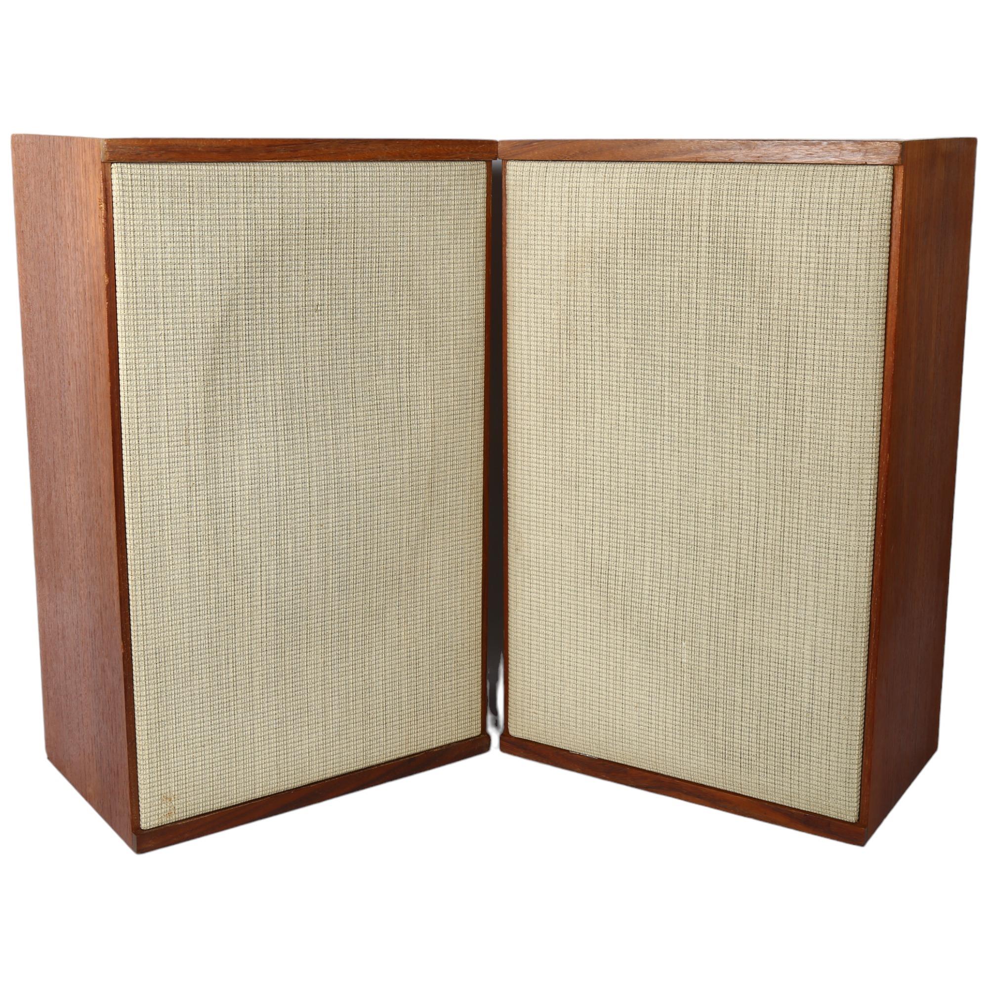 A pair of Vintage 1970s wooden floor standing speakers, unmarked in terms of maker's label, no