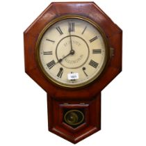 F C Scott, Wallington, a mahogany-cased octagonal drop-dial 8-day wall clock, L53cm, complete with
