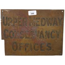 Brass plaque "Upper Medway Conservancy Offices", H23cm