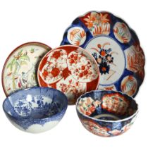 Imari plate, 21cm, Japanese bowl and saucer, Imari bowl and a Staffordshire saucer