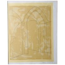 Melanie Strank, a limited edition lithograph, entitled "church door", framed, signed bottom right,