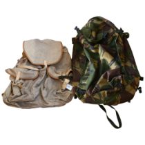 A rambler's rucksack with bamboo frame, and a military Bergen rucksack (2)