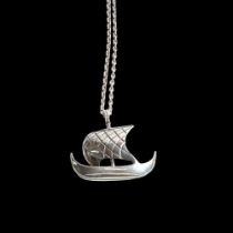 FRANS MAGNUSSEN - a sterling silver Viking longboat pendant and chain