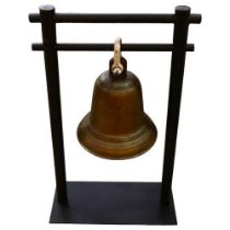 A heavy gauge bronze bell, probably late 19th or early 20th century, height 33cm, diameter 30cm,