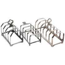 A group of 3 various silver toast racks